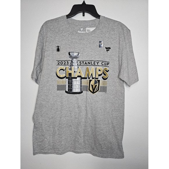 Vegas Golden Knights NHL Hockey 2023 Stanley Cup Champs Grey T-Shirt Sizes M & L - Picture 1 of 4